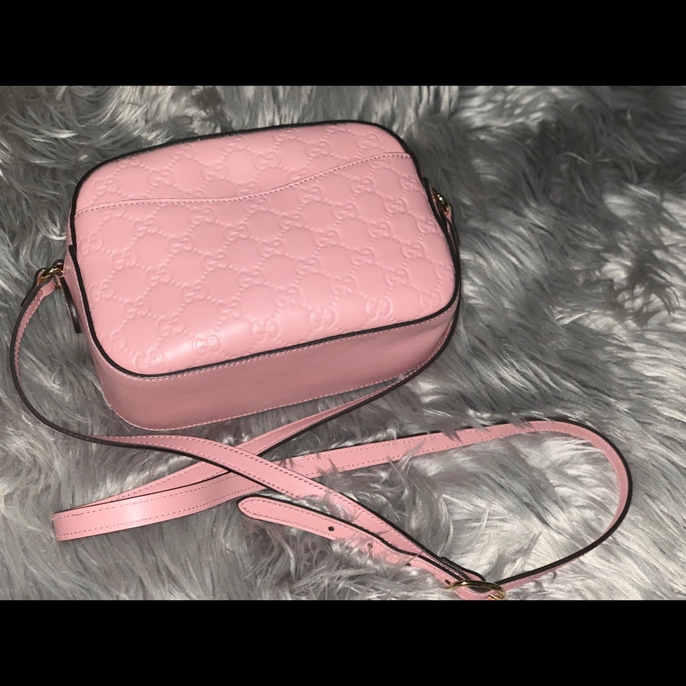 Pink Guccissima Small Signature Camera Bag